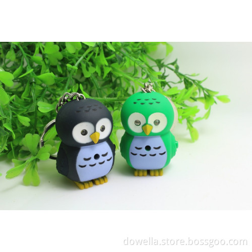 Custom Owl Shaped Plastic LED Keychain